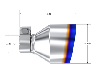 MBRP Exhaust Tip T5202BE 5in OD Out 2.125in ID 7.25in Length Single Wall Burnt End.