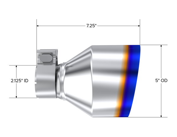 MBRP Exhaust Tip T5202BE 5in OD Out 2.125in ID 7.25in Length Single Wall Burnt End.