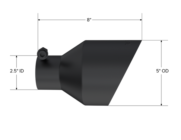 MBRP Universal Black 2.5" ID 5" OD Dual Wall Angle Cut Tip