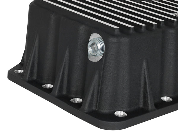 aFe Pro Series Engine Oil Pan Black w/Machined Fins; 11-16 Ford Powerstroke V8-6.7L (td)