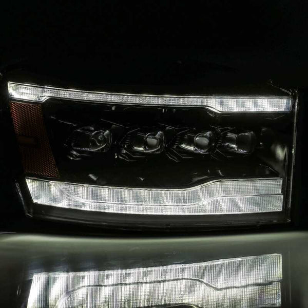 AlphaRex 06-08 Ram 1500HD NOVA LED Proj Headlights Plank Style Alpha Blk w/Seq Signal/DRL/Amber LED