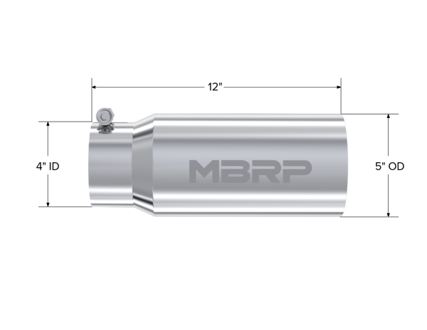 MBRP Universal Tip 5 O.D. Dual Wall Straight 4 inlet 12 length