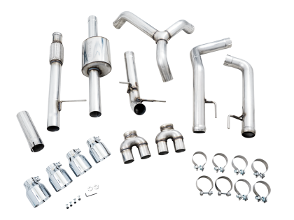 AWE OFF Exhaust 2019-23 Chevy Silverado GMC Sierra 1500 5.3L With Bumper Cutouts - Quad Chrome Tips