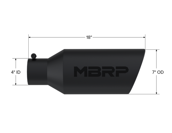 MBRP Universal Exhaust Tip 7in O.D. Rolled End 4in Inlet 18in Length - Black