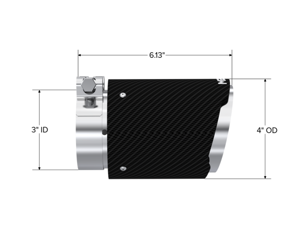 MBRP Universal Carbon Fiber Tip 3in ID / 4in OD Out / 6.13in Length Angle Cut Dual Wall