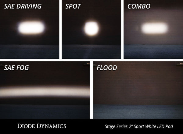 Diode Dynamics Stage Series 2 In LED Pod Sport - White Combo Standard ABL (Pair)
