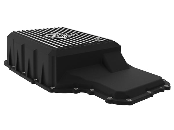 aFe 20-21 Ford Truck w/ 10R140 Transmission Pan Black POWER Street Series w/ Machined Fins
