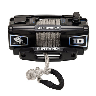 Superwinch 10000 LBS 12V DC 3/8in x 54ft Synthetic Rope Scorpion 10000SR Winch - Black Powdercoat