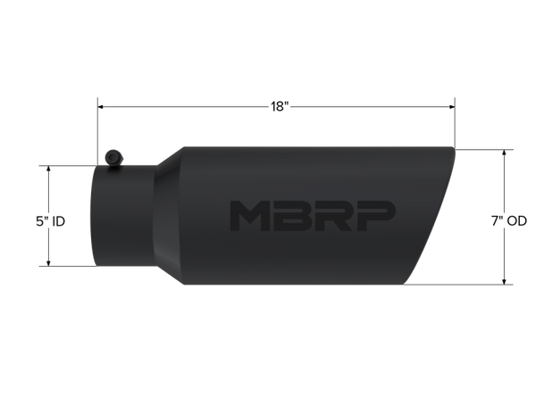 MBRP Universal Tip 7in O.D. Rolled End 5in inlet 18in length Black