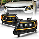 ANZO 15-22 Chevy Colorado Full LED Headlights w/ Initiation (Amber DRL) - Black