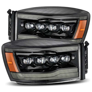 AlphaRex 06-08 Ram 1500HD NOVA LED Proj Headlights Plank Style Alpha Blk w/Seq Signal/DRL/Amber LED