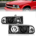 ANZO 1998-2005 Chevrolet S-10 Projector Headlights w/ Halo Black