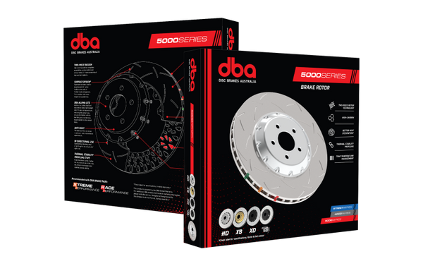 DBA 11-17 Jeep Grand Cherokee Trackhawk (6.2L V8) 5000 Series Slotted Front Brake Rotor w/Black Hat