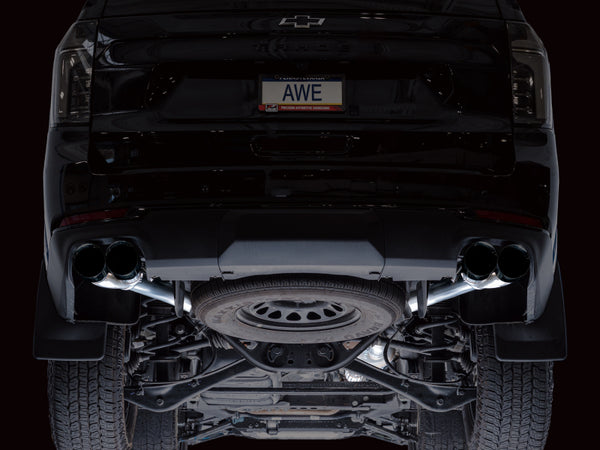 AWE Tuning 2021+ GMC Tahoe/Yukon 5.3L 0FG Split Rear Exit Catback Exhaust - Quad Diamond Blk Tips