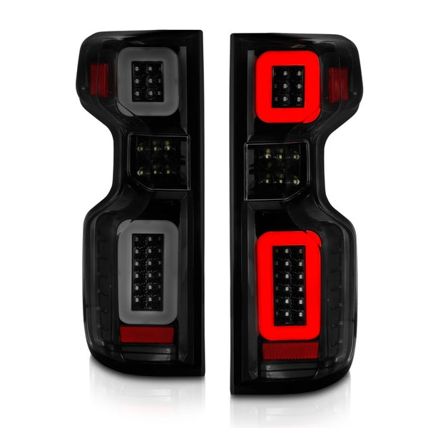 ANZO 19-21 Chevy Silverado Work Truck Full LED Taillights Blk Housing Smoke Lens G2 (w/C light Bars)