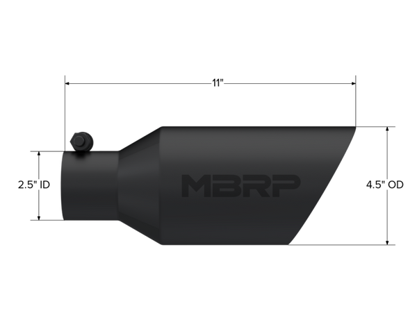 MBRP Universal Dual Wall Angle Rolled End Tip 4-1/2in OD / 2-1/2in Inlet / 11in Length - Black