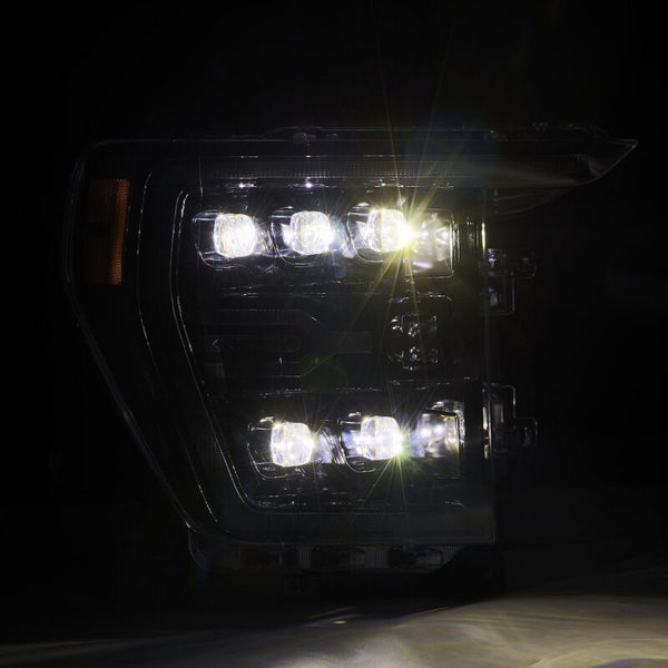 AlphaRex 21-22 Ford F-150 NOVA LED Proj Headlights Plank Style Alpha Blk w/Activ Light/Seq Signal