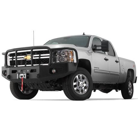 1-Piece Direct-Fit Grill Guard With Winch Mount Textured Black Steel