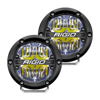 RIGID 360-Series 4 Inch Round LED Off-Road Light Drive Beam Pattern for Moderate Speeds White Backlight Pair