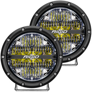 RIGID 360-Series 6 Inch Round LED Off-Road Light Drive Beam Pattern for Moderate Speeds White Backlight Pair