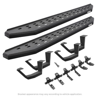 Go Rhino - 6945168720T - RB20 Running Boards With Mounting Brackets & 2 Pairs Of Drop Steps Kit - Protective Bedliner Coating