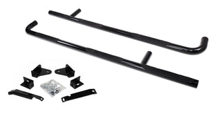 6000 Series Side Steps w Mounting Brackets Kit - Black Powder Coat - One-Piece