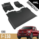 3D MAXpider All-Weather Floor Mats for Ford 2015-20 F150 Raptor Custom Fit Car Floor Liners, Kagu Series (1st & 2nd Row, Black)
