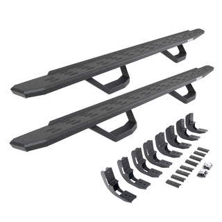 Go Rhino 69604880T - RB30 Running Boards With Mounting Brackets & 2 Pairs Of Drop Steps Kit- Protective Bedliner Coating