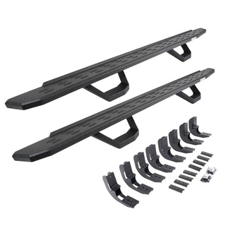 Go Rhino 6960488720T - RB30 Running Boards With Mounting Brackets & 2 Pairs Of Drops Steps Kit - Protective Bedliner Coating