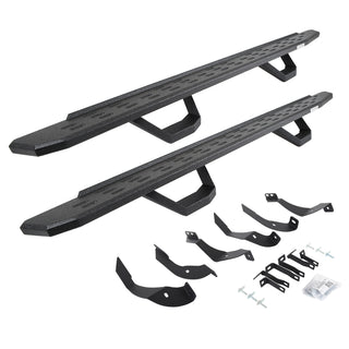 Go Rhino 6960518720T - RB30 Running Boards With Mounting Brackets & 2 Pairs Of Drops Steps Kit - Protective Bedliner Coating