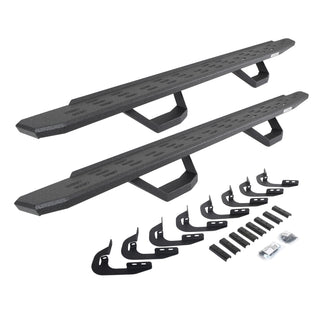 Go Rhino 6960588020T - RB30 Running Boards With Mounting Brackets & 2 Pairs Of Drops Steps Kit - Protective Bedliner Coating