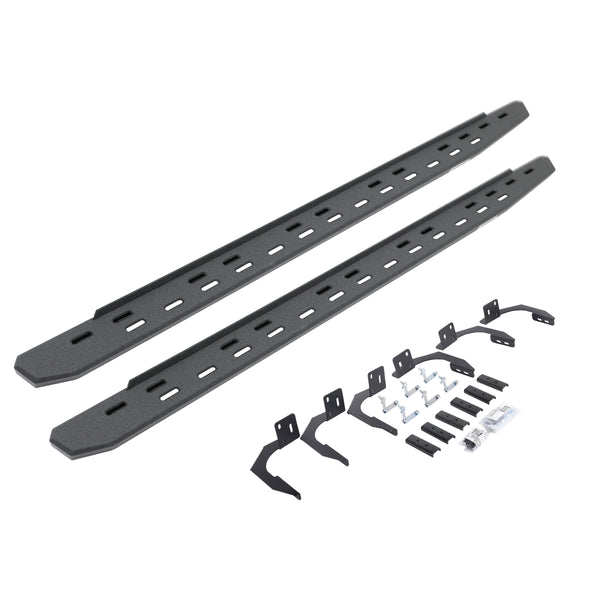 Go Rhino 69609980ST - RB30 Slim Line Running Boards With Mounting Bracket Kit - Protective Bedliner Coating