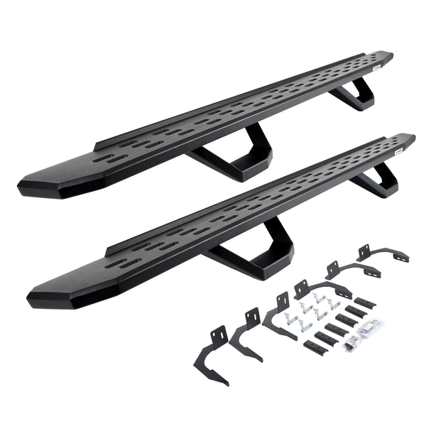 Go Rhino 6961068720PC - RB30 Running Boards With Mounting Brackets & 2 Pairs Of Drops Steps Kit - Textured Black