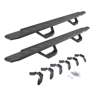 Go Rhino 6961268020T - RB30 Running Boards With Mounting Brackets & 2 Pairs Of Drops Steps Kit - Protective Bedliner Coating