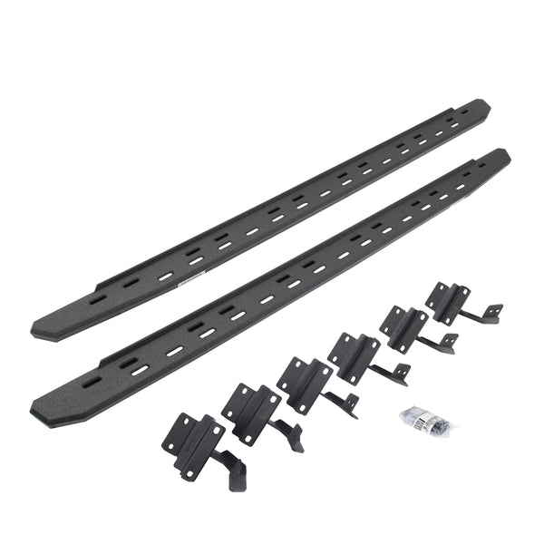 Go Rhino 69615087ST - RB30 Slim Line Running Boards With Mounting Bracket Kit - Protective Bedliner Coating