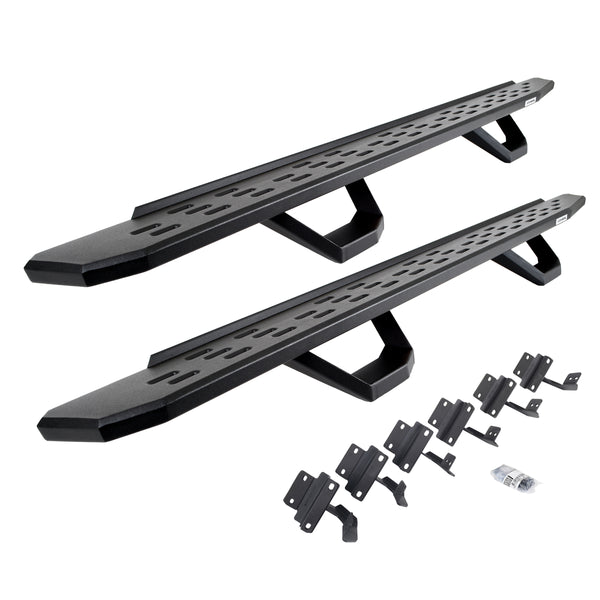 Go Rhino 6961558720PC - RB30 Running Boards With Mounting Brackets & 2 Pairs Of Drops Steps Kit - Textured Black