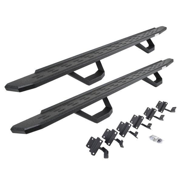 Go Rhino 6961558720T - RB30 Running Boards With Mounting Brackets & 2 Pairs Of Drops Steps Kit - Protective Bedliner Coating