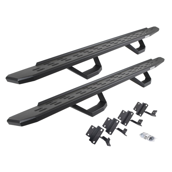 Go Rhino 6961778020PC - RB30 Running Boards With Mounting Brackets & 2 Pairs Of Drops Steps Kit - Textured Black