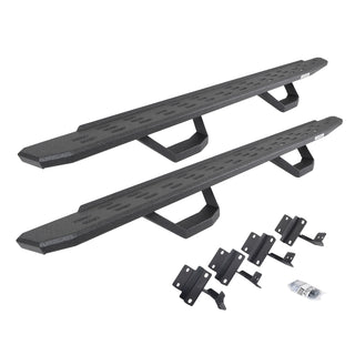 Go Rhino 6961778020T - RB30 Running Boards With Mounting Brackets & 2 Pairs Of Drops Steps Kit - Protective Bedliner Coating