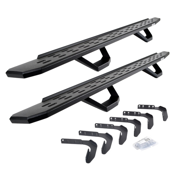 Go Rhino 6961808720C - RB30 Running Boards With Mounting Brackets & 2 Pairs Of Drops Steps Kit - Textured Black