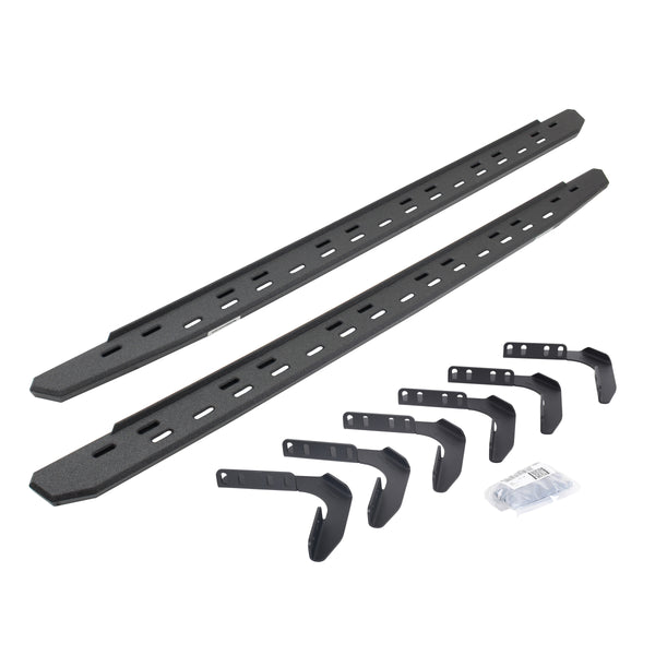 Go Rhino 69618087ST - RB30 Slim Line Running Boards With Mounting Bracket Kit - Protective Bedliner Coating