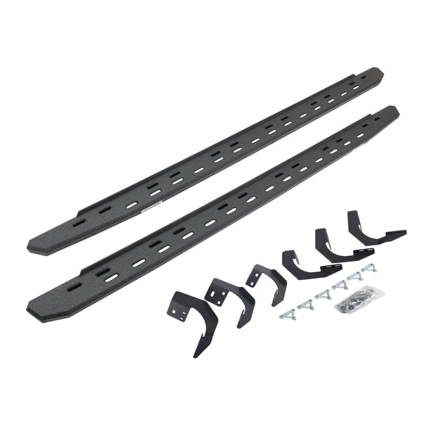 Go Rhino 69620687ST - RB30 Slim Line Running Boards With Mounting Bracket Kit - Protective Bedliner Coating