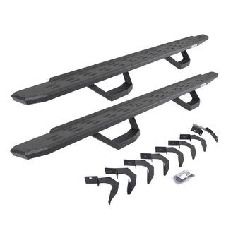 Go Rhino 6962358020T - RB30 Running Boards With Mounting Brackets & 2 Pairs Of Drops Steps Kit - Protective Bedliner Coating