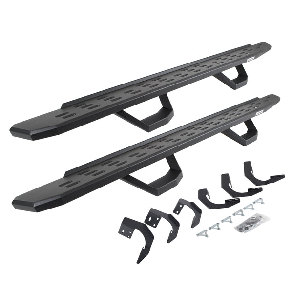 Go Rhino 6962998020PC - RB30 Running Boards With Mounting Brackets & 2 Pairs Of Drops Steps Kit - Textured Black