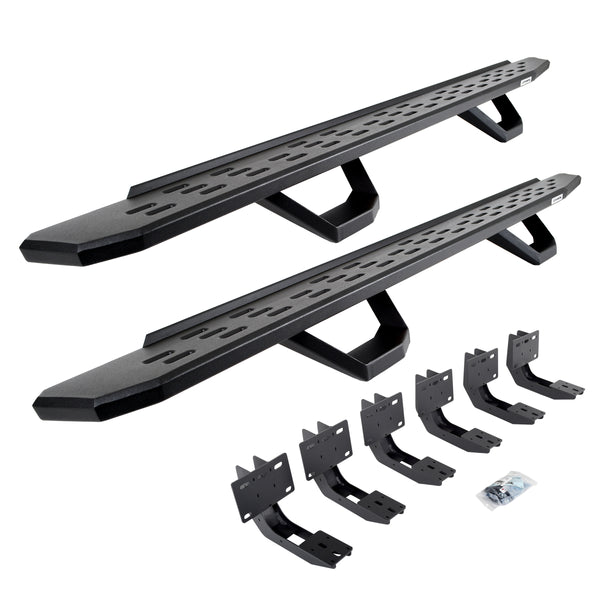 Go Rhino 6963068720PC - RB30 Running Boards With Mounting Brackets & 2 Pairs Of Drops Steps Kit - Textured Black