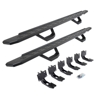 Go Rhino 6963068020T - RB30 Running Boards With Mounting Brackets & 2 Pairs Of Drops Steps Kit - Protective Bedliner Coating