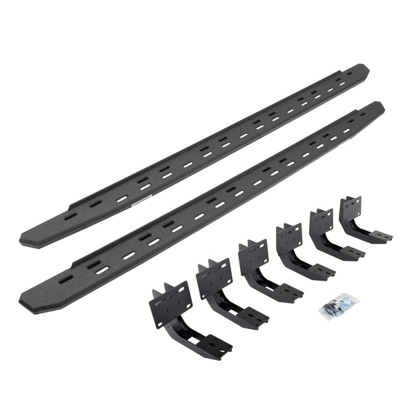 Go Rhino 69630687ST - RB30 Slim Line Running Boards With Mounting Bracket Kit - Protective Bedliner Coating