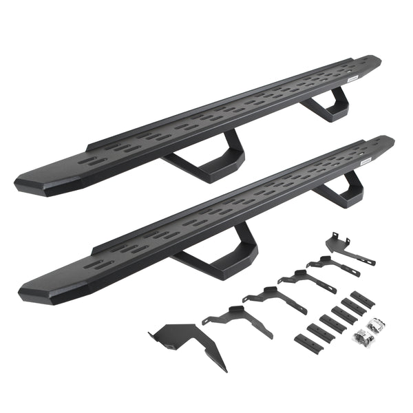 Go Rhino 6963688020PC - RB30 Running Boards With Mounting Brackets & 2 Pairs Of Drops Steps Kit - Textured Black