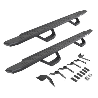 Go Rhino 6963688020T - RB30 Running Boards With Mounting Brackets & 2 Pairs Of Drops Steps Kit - Protective Bedliner Coating