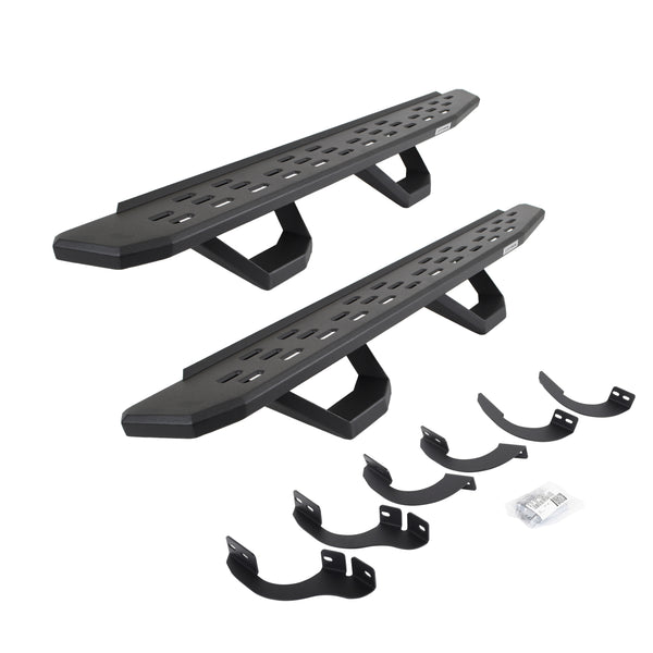 Go Rhino 6964256820PC - RB30 Running Boards With Mounting Brackets & 2 Pairs Of Drops Steps Kit - Textured Black